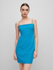 Hugo Sukienka koktajlowa Kamikas 50489215 Niebieski Slim Fit. Niebieskie sukienki damskie Hugo, bez wzorów, z syntetyku, wizytowe, bez kołnierzyka, bez ramiączek. Za 439.99 zł.