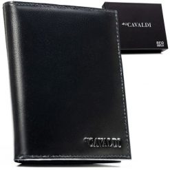 Duży, czarny portfel męski ze skóry naturalnej z systemem RFID bez zapięcia zewnętrznego - 4U Cavaldi. Czarne portfele męskie 4U Cavaldi, bez wzorów, ze skóry. Za 45.00 zł.