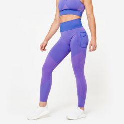 Legginsy fitness damskie Domyos seamless. Czerwone legginsy damskie DOMYOS, bez wzorów, z elastanu. Za 169.99 zł.