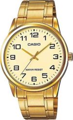 Zegarek Casio Zegarek marki Casio model MTP-V001G kolor Zółty. Akcesoria męski. Sezon: Cały rok NoSize. Żółte zegarki męskie Casio, bez wzorów. Za 170.72 zł.