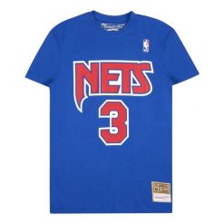 Koszulka New Jersey Nets. Niebieskie bluzki damskie Mitchell & Ness, bez wzorów, z jersey, sportowe, bez kołnierzyka, bez ramiączek. Za 246.50 zł.