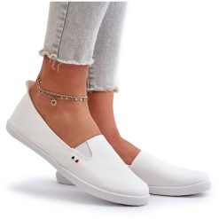 Tenisówki Trampki Slip-On Damskie Białe Adrancia. Białe trampki i tenisówki damskie bez wzorów, bez zapięcia. Za 92.80 zł.