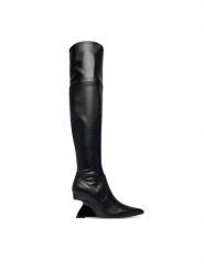KARL LAGERFELD Kozaki Waverly KL34690 Czarny. Czarne kozaki damskie KARL LAGERFELD, bez wzorów, ze skóry, bez obcasa, na koturnie, bez zapięcia. Za 1,279.00 zł.