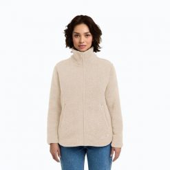 Bluza polarowa damska Jack Wolfskin High Curl. Brązowe bluzy damskie Jack Wolfskin, m, bez wzorów, z materiału, eleganckie, bez ramiączek, bez kaptura. Za 559.99 zł.