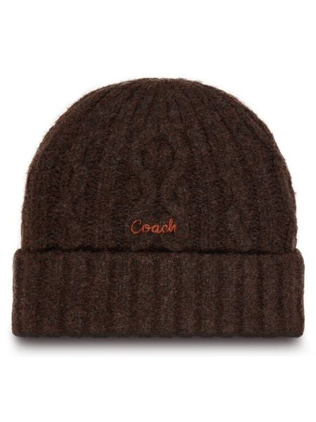 Coach Czapka CCL47 Brązowy. Brązowe czapki damskie Coach, na zimę, bez wzorów, z poliesteru. Za 259.99 zł.