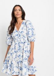 Sukienka mini. Białe sukienki damskie bonprix, na lato, bez wzorów, bez kołnierzyka, bez ramiączek, mini. Za 144.99 zł.