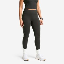 Legginsy fitness damskie Domyos wysoki stan. Szare legginsy damskie DOMYOS, bez wzorów, z elastanu. Za 119.99 zł.