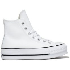 Buty sportowe damskie Converse Chuck Taylor All Star Lift Leather High. Białe obuwie sportowe damskie Converse, bez wzorów, ze skóry, bez zapięcia. Za 590.00 zł.