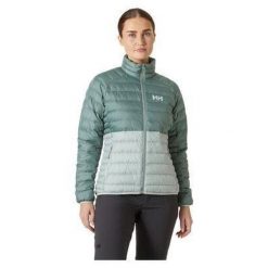 Damska kurtka ocieplana Helly Hansen Banff. Zielone kurtki sportowe damskie Helly Hansen, na zimę, bez wzorów, z puchu, bez ramiączek, bez kaptura, narciarskie. W wyprzedaży za 701.90 zł.