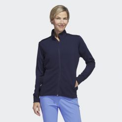 Bluza Textured Full-Zip. Niebieskie bluzy damskie Adidas, xl, bez wzorów, z materiału, eleganckie, bez ramiączek, bez kaptura. W wyprzedaży za 263.20 zł.
