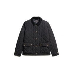 Kurtka puchowa Superdry Estate Coach. Czarne kurtki męskie Superdry, m, bez wzorów, z puchu, bez kaptura. Za 467.90 zł.