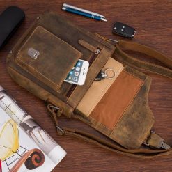 Torba męska skórzana na ramię zgrabna brązowa elegancka Beltimore N10. Brązowe torby na ramię męskie na ramię. Za 289.90 zł.