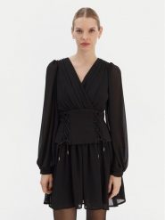 Rinascimento Sukienka koktajlowa CFC0126603003 Czarny Regular Fit. Czarne sukienki damskie Rinascimento, xs, bez wzorów, z syntetyku, wizytowe, bez kołnierzyka, bez ramiączek. Za 439.99 zł.