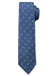 Niebieski Elegancki Męski Krawat -ALTIES- 6cm, Wzór Paisley, Klasyczny. Niebieskie krawaty i muchy Alties, bez wzorów, z tkaniny, eleganckie. Za 49.00 zł.