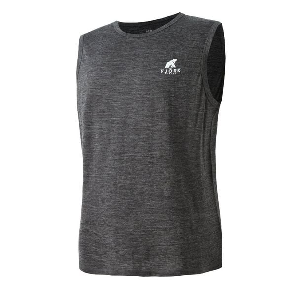 Męski sportowy podkoszulek z merynosów. Szare koszulki sportowe męskie FJORK MERINO, m, bez wzorów, z wełny, bez ramiączek, trekkingowe. Za 359.00 zł.