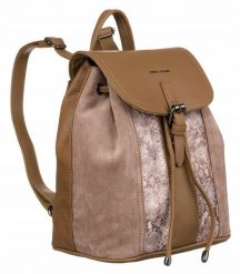 Plecak damski David Jones 6885-2 beżowy. Brązowe plecaki damskie David Jones, bez wzorów, ze skóry. Za 169.99 zł.