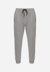 Szare Spodnie Dresowe z Dodatkiem Bawełny z Wysokim Stanem i Sznurkiem Olinara. Szare spodnie sportowe męskie Born2be, m, bez wzorów, z bawełny. Za 34.99 zł.