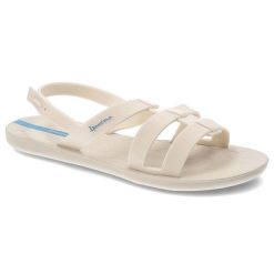 Beżowe Sandały Ipanema Modne Obuwie Damskie. Brązowe sandały damskie Ipanema, bez wzorów, z materiału, z otwartym noskiem, bez obcasa, bez zapięcia. Za 129.00 zł.
