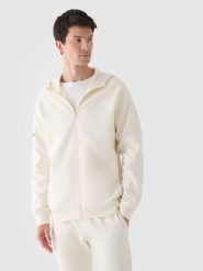 4F Bluza dresowa rozpinana z kapturem męska - beżowa S. Brązowe bluzy sportowe męskie 4F, m, bez wzorów, z bawełny, z kapturem. W wyprzedaży za 79.99 zł.