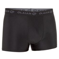 Bokserki pod spodenki surfingowe męskie Oalaian 500. Czarne bokserki męskie OLAIAN, bez wzorów, z tworzywa sztucznego. Za 29.99 zł.