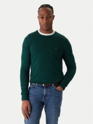 Tommy Hilfiger Sweter Essential Ssnl MW0MW39999 Zielony Regular Fit. Zielone swetry męskie Tommy Hilfiger, m, bez wzorów, z bawełny, bez kołnierzyka, bez ramiączek. Za 429.99 zł.