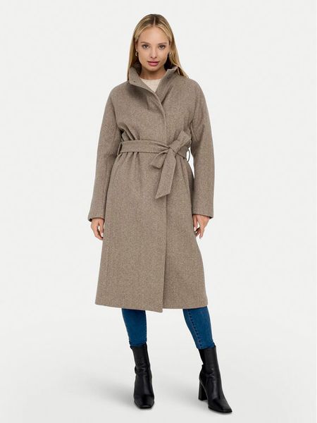 ONLY Płaszcz przejściowy Emma 15234634 Beżowy Regular Fit. Brązowe płaszcze damskie ONLY, m, bez wzorów, z syntetyku, bez kołnierzyka, bez kaptura. Za 379.99 zł.