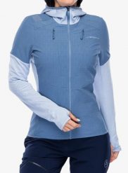 Bluza z kapturem damska La Sportiva Session Tech Hoody. Niebieskie bluzy damskie La Sportiva, l, bez wzorów, z materiału, eleganckie, bez ramiączek, z kapturem. Za 522.49 zł.
