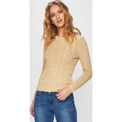 Polo Ralph Lauren - Sweter. Brązowe swetry nierozpinane damskie Polo Ralph Lauren, l, bez wzorów, z bawełny, bez kołnierzyka, bez ramiączek. W wyprzedaży za 429.90 zł.