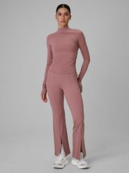 4F Spodnie treningowe z rozszerzanymi nogawkami damskie - różowe L. Czerwone spodnie dresowe damskie 4F, bez wzorów, ze skóry, długie. Za 169.99 zł.