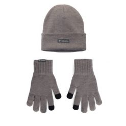 Zestaw czapka i rękawiczki Columbia. Szare czapki damskie Columbia, bez wzorów, z dzianiny. Za 179.99 zł.