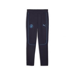Męskie spodnie Casuals Manchester City PUMA New Navy Magic Blue. Niebieskie spodnie sportowe męskie Puma, m, bez wzorów, z dresówki, do piłki nożnej. W wyprzedaży za 139.00 zł.