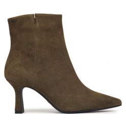 Botki Tamaris. Zielone botki damskie Tamaris, bez wzorów, bez obcasa, na szpilce, bez zapięcia. Za 484.99 zł.