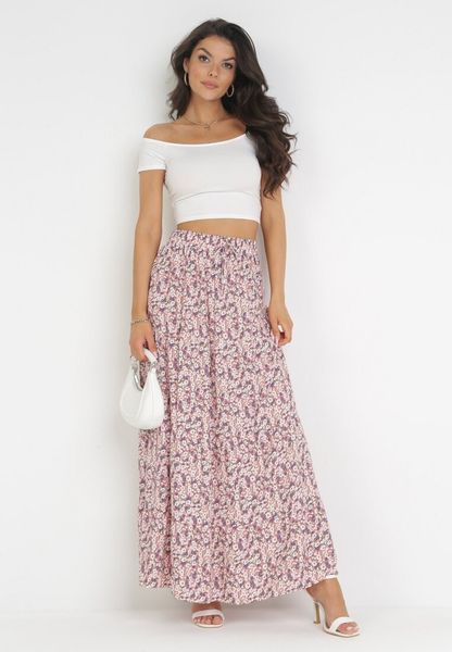 Różowa Bawełniana Spódnica Maxi Nusra. Czerwone spódnice damskie Born2be, l, bez wzorów, z bawełny, maxi, rozkloszowane. Za 69.99 zł.