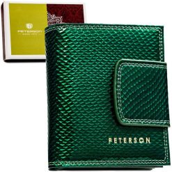 Portfel damski Peterson PTN 42329-DSL zielony. Zielone portfele damskie Peterson, ze skóry. Za 119.99 zł.