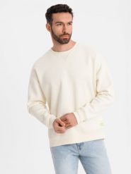 Klasyczna bluza dresowa unisex z okrągłym dekoltem kremowa V2 OU-SNBC-0104 M/L. Białe bluzy damskie Ombre, l, bez wzorów, z dresówki, klasyczne, bez ramiączek, bez kaptura. Za 332.81 zł.