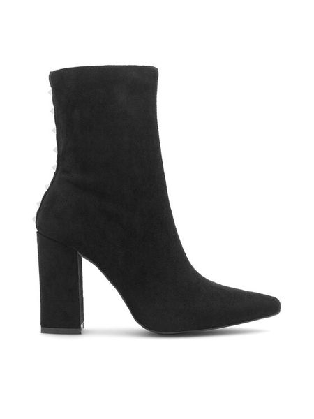 DeeZee Botki RAQUEL HCL230103 Czarny. Czarne botki damskie DeeZee, bez wzorów, z materiału, bez obcasa, na słupku, bez zapięcia. Za 159.99 zł.