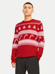 Jack & Jones Sweter Xmas Gabriel 12266118 Czerwony Regular Fit. Czerwone swetry męskie Jack & Jones, m, bez wzorów, z syntetyku, bez kołnierzyka, bez ramiączek. Za 69.99 zł.