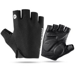 Rękawiczki rowerowe / sportowe ROCKBROS (S106). Czarne rękawiczki męskie ROCKBROS, na lato, bez wzorów, z bawełny. Za 29.99 zł.