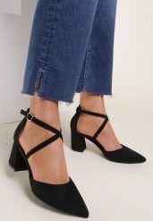 Czarne Czółenka Alexthise. Czarne czółenka damskie Renee, bez wzorów, eleganckie, z otwartym noskiem, bez obcasa, na obcasie, bez zapięcia. Za 69.99 zł.