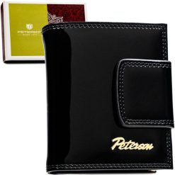 Mały portfel Peterson PTN LJ-42329 czarny. Czarne portfele damskie Peterson, ze skóry. Za 119.99 zł.