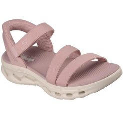 Sandały damskie Skechers Go Walk Glide step 2.0 Sandal. Czerwone sandały damskie Skechers, bez wzorów, z materiału, bez obcasa, bez zapięcia. Za 590.00 zł.
