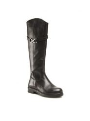 Sergio Bardi Kozaki WI16-A1013-06SB Czarny. Czarne kozaki damskie Sergio Bardi, bez wzorów, ze skóry, bez obcasa, na płaskiej podeszwie, bez zapięcia. Za 299.99 zł.