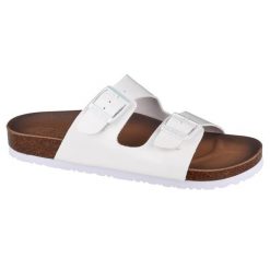 Klapki damskie Skechers Granolagloss Floss. Białe klapki damskie Skechers, bez wzorów, z materiału, sportowe, bez obcasa, bez zapięcia. Za 334.40 zł.