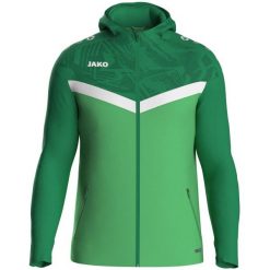 Damska bluza dresowa z kapturem zapinana na zamek błyskawiczny Jako Iconic. Zielone bluzy damskie Jako, bez wzorów, z dresówki, bez ramiączek, z kapturem. Za 336.45 zł.