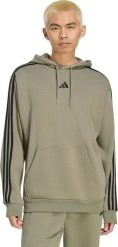 Adidas Bluza męska adidas Essentials 3-Stripes French Terry Hoodie oliwkowa KY4204 XL. Zielone bluzy sportowe męskie Adidas, m, bez wzorów, bez kaptura. Za 258.99 zł.