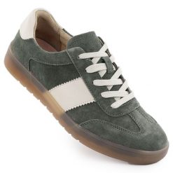 Skórzane półbuty damskie sportowe khaki Filippo DP6770. Brązowe półbuty damskie Filippo, bez wzorów, ze skóry, sportowe, bez obcasa, bez zapięcia. Za 167.99 zł.