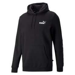 Bluza Z Kapturem Męska Taśma ESS+. Czarne bluzy męskie Puma, m, bez wzorów, bez ramiączek, z kapturem. Za 276.99 zł.