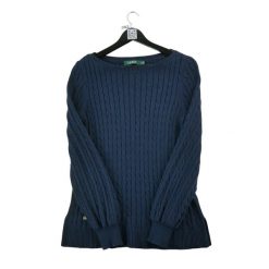 Sweter damski w kolorze navy. Niebieskie swetry nierozpinane damskie Ralph Lauren, l, bez wzorów, z tkaniny, eleganckie, bez kołnierzyka, bez ramiączek. Za 127.76 zł.