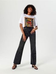 Jeansy flare - szary. Szare jeansy damskie Sinsay, bez wzorów, z bawełny. Za 79.99 zł.