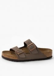 Birkenstock Arizona BS Nubuk Mocca Klapki Unisex. Brązowe klapki męskie Birkenstock, bez wzorów, z materiału, bez zapięcia. Za 299.99 zł.